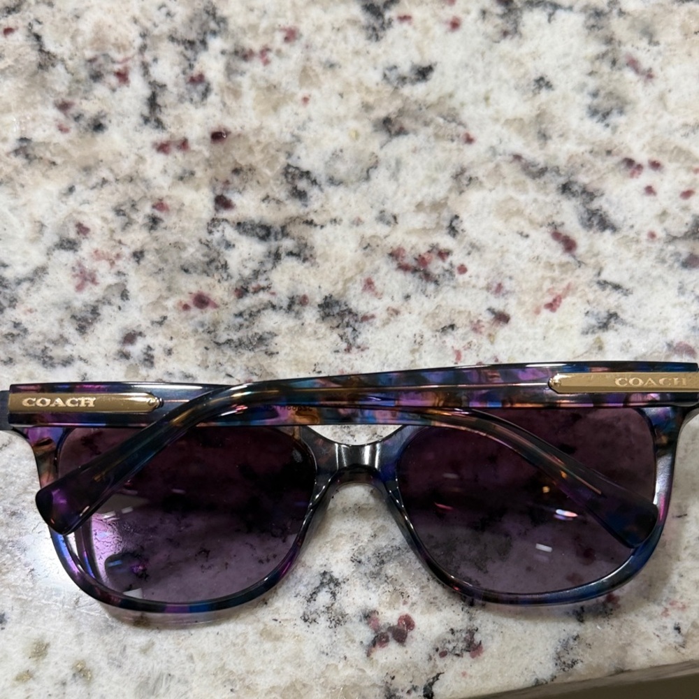 Coach Purple Confetti Cat-Eye Sunglasses with Gradient Lenses - Picture 2 of 5
